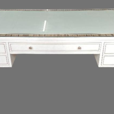 Hickory White Furniture Co- Eliot Writing Table, Maple & Cherry Wood W/ Tigers Eye Inlay
