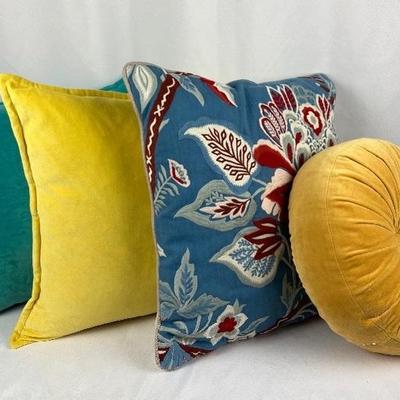 4 Bright Colored Throw Pillows

