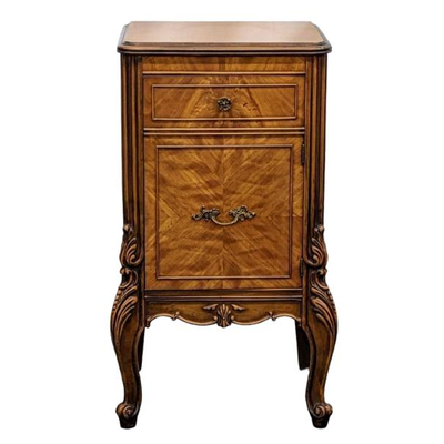 Vintage French Style Burl Wood Night Stand
