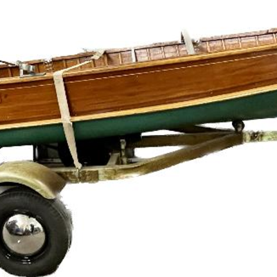 1954 Larson Restored 14' Cedar Strip Boat with Tru-Trac Tilting Trailer
