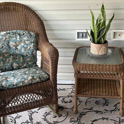 Wicker chair and wicker table