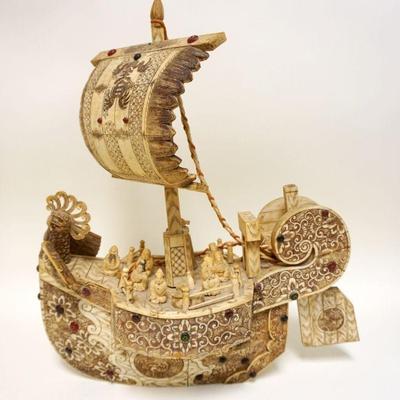 1265	ASIAN PLASTIC CONTEMPORARY EXAMPLE OF SAILING SHIP, APPROXIMATELY 17 IN X 19 IN H
