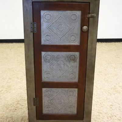 1229	CONTEMPORARY NARROW PIE SAFE WITH TIN PIERCED PANELED DOOR, APPROXIMATELY 23 IN X 13 IN X 51 IN H
