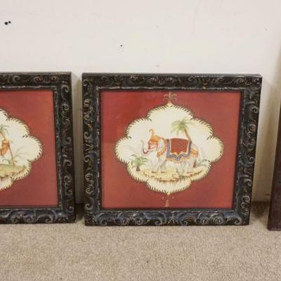 1244	LOT OF FRAMED ELEPHANT AND CAMEL PRINTS, LARGEST APPROXIMATELY 21 IN X 22 IN
