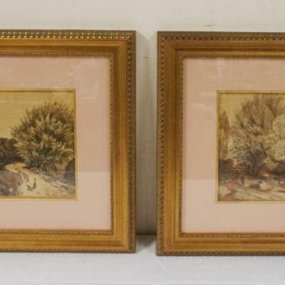 1039	PAIR OF WATERCOLORS FRAMED & MATTED, DATED 1880 & 1889 BOTH DEPICTING RURAL SCENES, APPROXIMATELY 23 IN X 19 IN OVERALL
