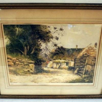 1138	PRINT OF ENGLISH COTTAGE, SIGNED AND NUMBERED 37/350, APPROXIMATELY 32 IN X 27 IN OVERALL
