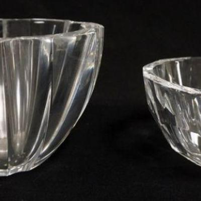 1143	ORREFORS CRYSTAL BOWLS, LARGEST APPROXIMATELY 9 IN X 6 IN H
