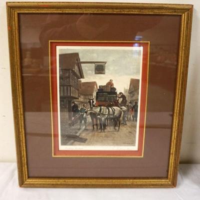 1101	COACHING SCENE *COACHING INCIDENTS* FRAMED & MATTED, 1900, APPROXIMATELY 19 IN X 18 IN OVERALL
