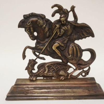 1288	BRASS ST GEORGE DRAGON SLAYER METAL FIGURE, APPROXIMATELY 9 IN X 9 H
