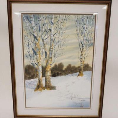 1021	WATERCOLOR OF BIRCH TREES SIGNED HT CARR, APPROXIMATELY 19 IN X 26 IN OVERALL
