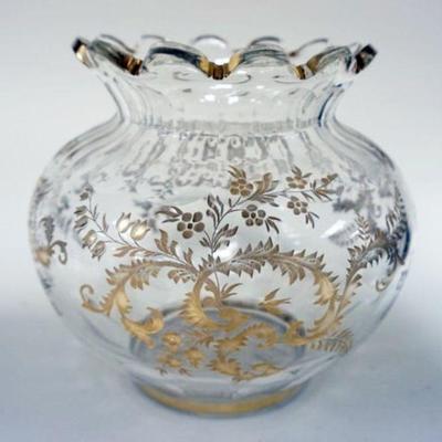 1271	CUT GLASS VASE WITH GILT DECORATION AND ACCENTS, APPROXIMATELY 8 IN X 9 IN H
