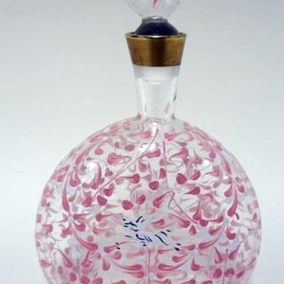 1277	HAND PAINT FLASK/DECANTER WITH STOPPER, APPROXIMATELY 7 1/2 IN H
