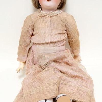 1052	ANTIQUE GERMAN BISQUE HEAD DOLL *QUEEN JOY*, APPROXIMATELY 23 1/4 IN HIGH
