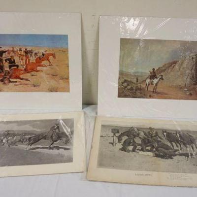 1070	LOT OF 4 FREDRICK REMINGTON PRINTS, ILLUSTRATIONS, LARGEST APPROXIMATELY 20 IN X 28 IN OVERALL
