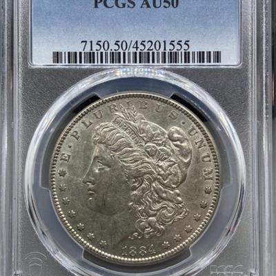 1884 PCGS AU50 Silver Morgan Dollar