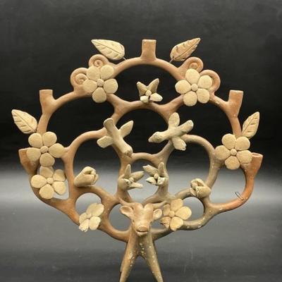 Folk Life Animal Tree of Life Ceramic Wall Decor