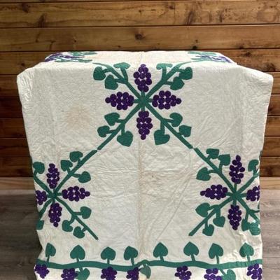 Vintage Quilt is approx 80x42, some stains noted