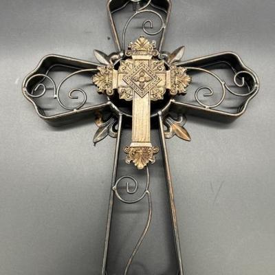 Decorative Metal Cross is 16in Long