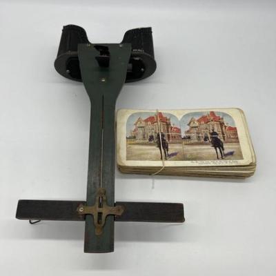 Antique Stereoscope and 1900s Viewing Cards