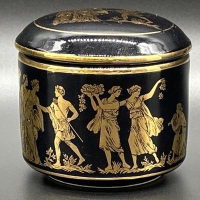 Black w/ 24k Gold Trinket Box, Handmade in Greece