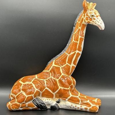 Large Scale Seated Giraffe Statue, Made in Italy