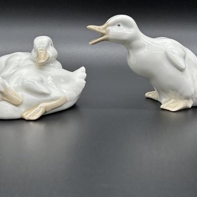 (2) Porcelain Duck Figurines: NAO by Lladro, Spain