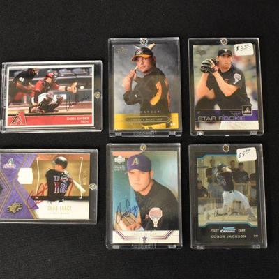 6 Baseball Trading Cards in Hard Plastic Cases