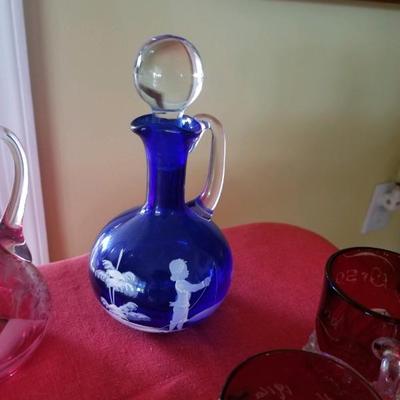 Mary Gregory blue cruet