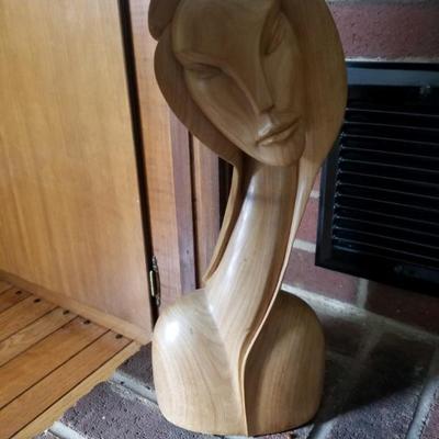 Mid century handcarved wooden Madonna