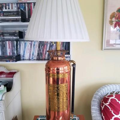 Vintage fire extinguisher copper lamp
