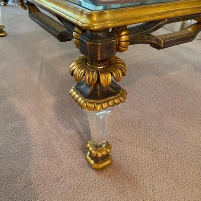 Antique French coffee table with glass legs 
