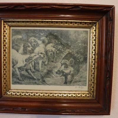 Antique framed artwork signed