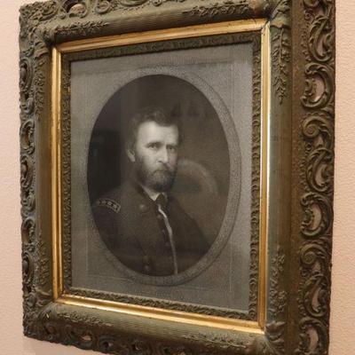 Antique framed etching General Ulysses S. Grant 