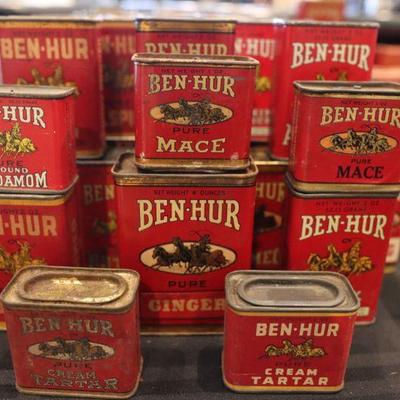 Vintage Ben Hur spices, soaps, tins