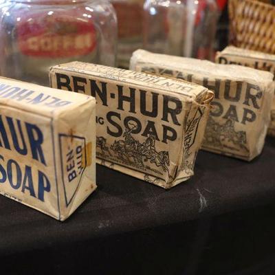 Vintage Ben Hur spices, soaps, tins