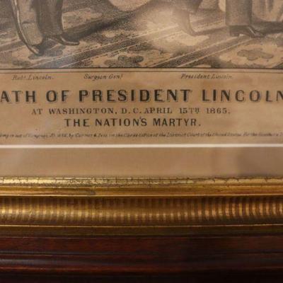 Antique framed etching Abraham Lincoln