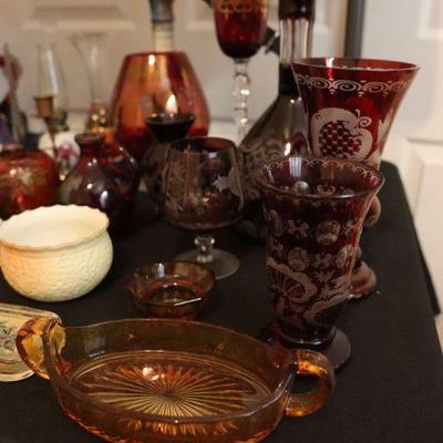Vintage etched glassware