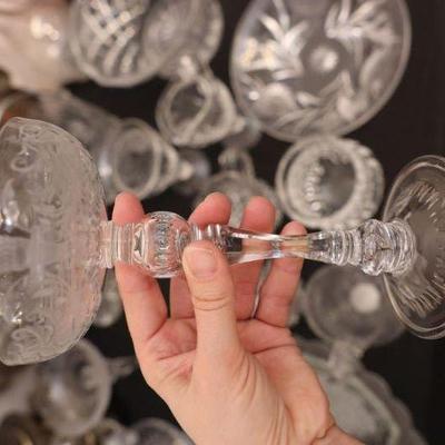 Antique crystal goblet pair
