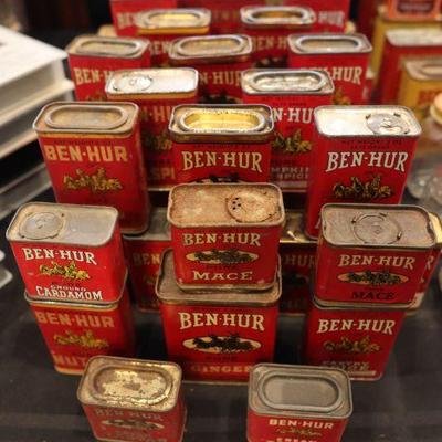 Vintage Ben Hur spices, soaps, tins