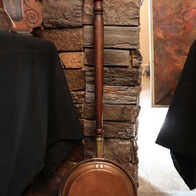 Antique copper bedwarmer