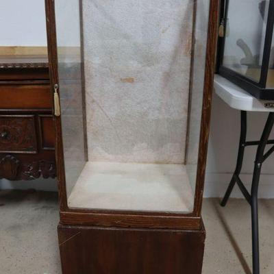 Vintage wooden large glass vertical display case