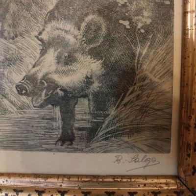 Antique framed artwork signed