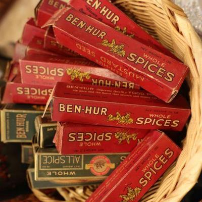 Vintage Ben Hur spices, soaps, tins