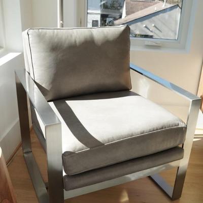 Bassett Maren Grey Leather Chair with Chrome (We have 1)