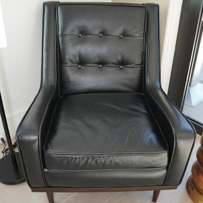 Black Leather Wing Back Chair from Article