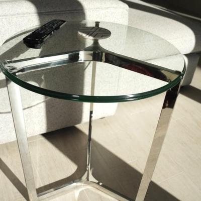 Chrome and Glass Table (Have a pair)