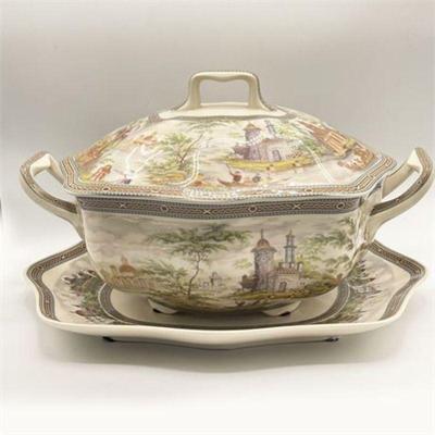 Lot 140-
Tureen and Underplate Reproduction Italian Import