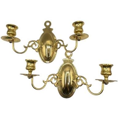 Lot 126
Brass Double Candle Wall Mount Scones