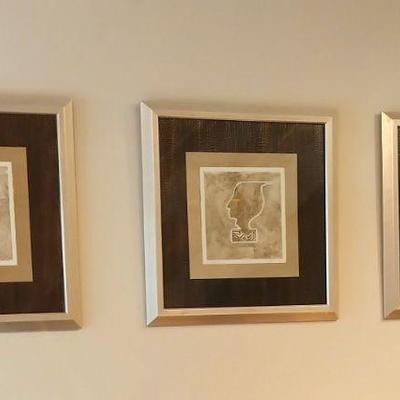 Set of three matted and framed pics