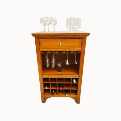 Nice solid OAK wine cabinet with drawer